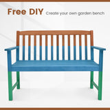 Tangkula 2-Person Eucalyptus Outdoor Garden Bench with Backrest and Armrests, Natural Finish Tangkula