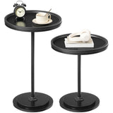 HOOBRO Nesting Coffee Table Set of 2, Small Round Coffee Table Set with Wooden Pedestal, Modern Circle Accent Side Tables for Living Room, Center, Black BB170BZ01 HOOBRO
