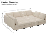Belffin Oversized 12 Seat Modular Sectional Sleeper Sofa Convertible Sleeper Sofa with Storage Seat Large Corduroy Modular Sectional Couch for Living Room Beige Belffin