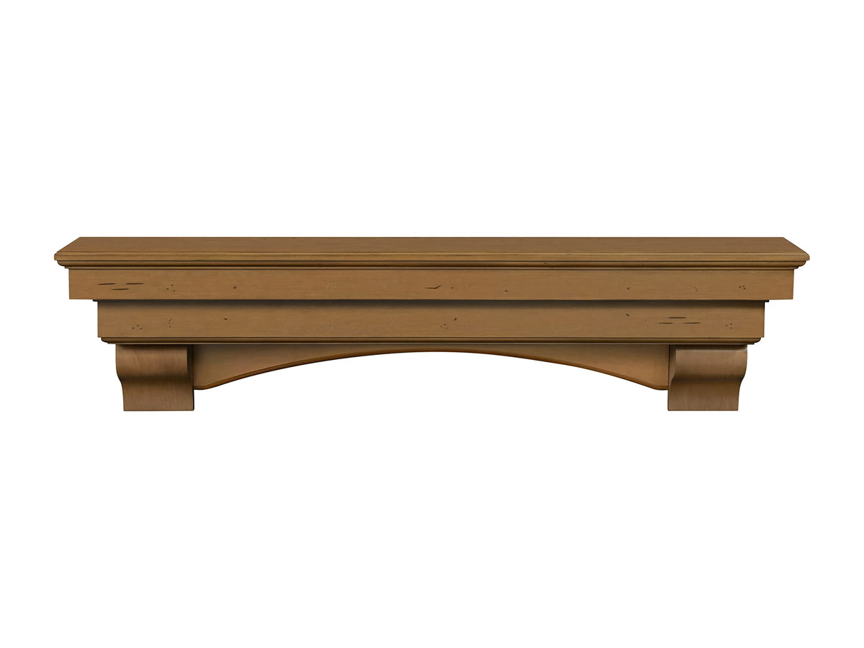 Pearl Mantels ARYB7249710 Artistically Pleasing and Versatile Pine Wood Mantel Shelf, 72", Antique Distressed Pearl Mantels