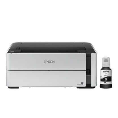 Epson EcoTank ET-M1170 Wireless Monochrome Supertank Printer with Ethernet PLUS 2 Years of Unlimited Ink*,White