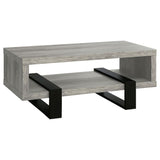 CARTESIAN Modern Engineered Wood Coffee Table, Gray Driftwood, Multi-Level Design, Living Room Furniture, 47.25x23.50x19.25 Inches CARTESIAN