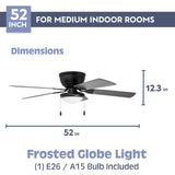 Prominence Home Benton Traditional 52 Inch Ceiling Fan with Light, LED Flush Mount Ceiling Fan, Indoor Fan with 5 Blades, Matte Black and Gray Cedar Blade Finish Options, Matte Black (50853-01) Prominence Home