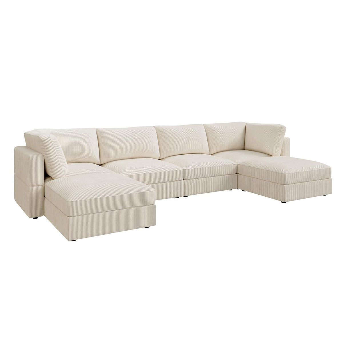HONBAY Modular Sectional Couch with Storage Corduroy Sectional Sofa with Chaise U Shaped Sectional Couches for Living Room,Beige HONBAY