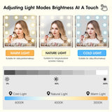 Vabches Makeup Vanity Desk with Lights, 3 Lighting Colors, White Vanity Set Makeup Table, Large Vanity with 3 Drawers, 2 Cabinets and Multiple Shelves, 45.2in Vabches