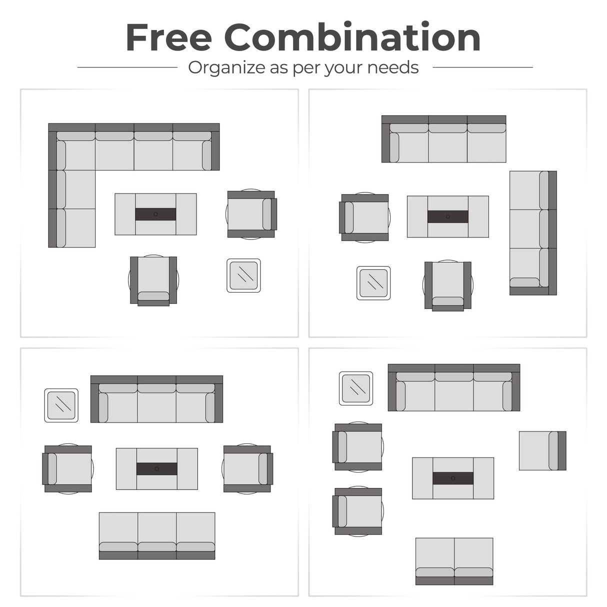 HOOOWOOO Patio Outdoor Sectional Furniture Sofa Set with Fire Pit Table,10 Piece L Shaped Wicker Couch Set with Swivel Chairs,Modern 8 Persons Summer Patio Conversation Set(Charcoal Gray) HOOOWOOO