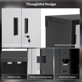 VINGLI 72'' Tall Garage Storage Cabinet, Metal Storage Cabinet with Pegboards, Wheels, Locking Doors and Adjustable Shelves (Black & Silver, 32''W x 16''D x 72''H) VINGLI