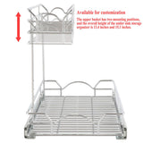 OCG Under Sink Cabinet Organizer Two Tier Pull Out Shelf (14.75W x 21D), Under Sink Sliding Shelf for Kitchen Bathroom Cabinet 2 Tier Chrome OCG