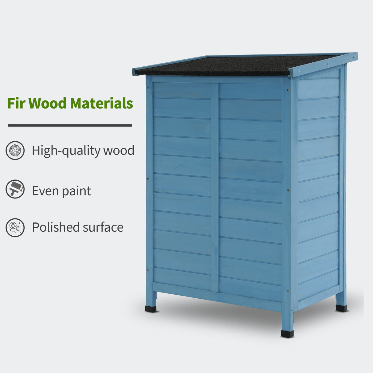 MCombo Outdoor Wood Storage Cabinet, Small Size Garden Wooden Tool Shed with Double Doors, Outside Tools Cabinet for Backyard (24.6”x 18.3”x38.2”) 0985 (Blue) MCombo