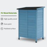 MCombo Outdoor Wood Storage Cabinet, Small Size Garden Wooden Tool Shed with Double Doors, Outside Tools Cabinet for Backyard (24.6”x 18.3”x38.2”) 0985 (Blue) MCombo