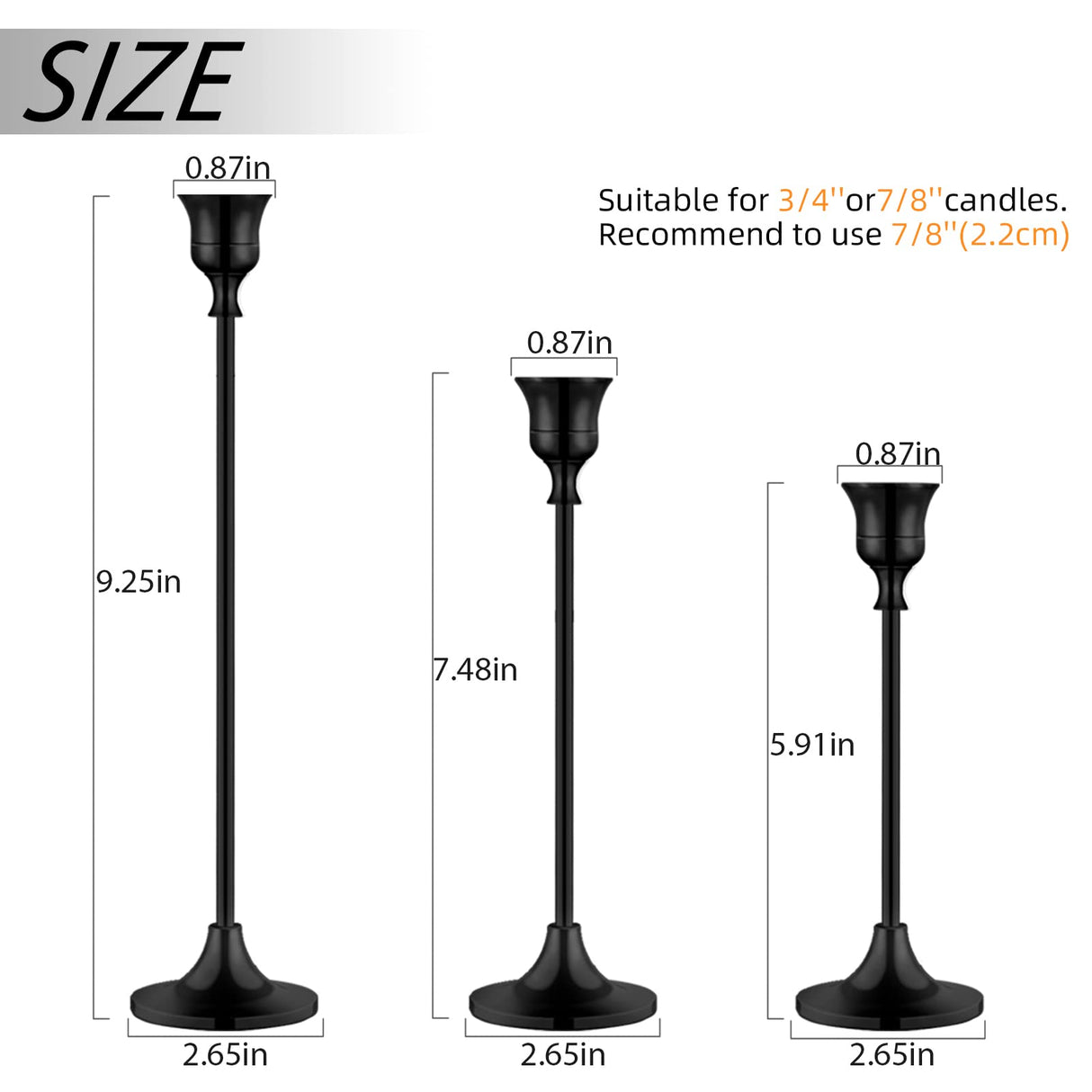 Candlestick Holders,Taper Candle Holder for Candlesticks Black Candelabra Candle Holders Vintage Candle Stick Candle Holder for Fireplace Party Dining Home BEZURA