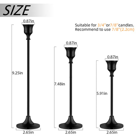 Candlestick Holders,Taper Candle Holder for Candlesticks Black Candelabra Candle Holders Vintage Candle Stick Candle Holder for Fireplace Party Dining Home BEZURA
