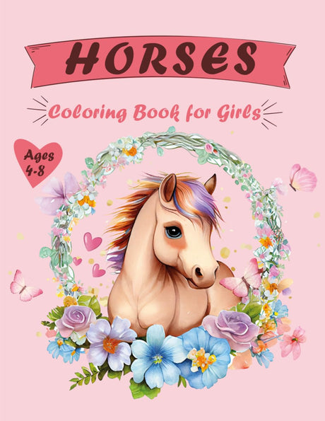 Horses Coloring Book for Girls Ages 4-8: 50 Captivating Pages for Kids WoodArtSupply