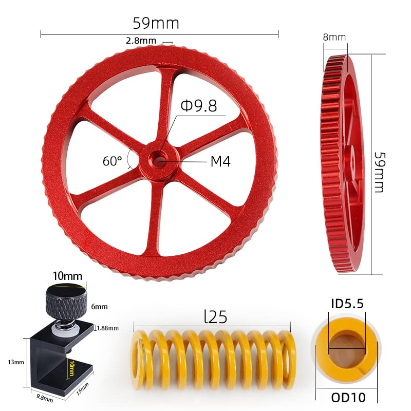 5Aplusreprap Heatbed Leveling 4Pcs Aluminum Hand Twist Leveling Nut with 4Pcs Hot Bed Die Springs for Ender 3/Ender 3 Pro, Ender 5/Ender 5 Plus/Ender 5 Pro, CR-10, CR10S/CR 10S Pro 3D Printer - WoodArtSupply