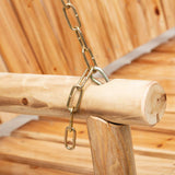 Outdoor Porch Swing Front Porch Hanging Wooden Bench Swing 2 Seat Chair for Garden, Patio, Backyard, Playground, Log Wood 800Lbs, 4 Ft, Brown Anraja