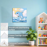 WEMEON Dolphin Paint by Numbers Kit for Kids with Frame and Easel, Easy Paint by Numbers Kits for Kids Ages 4-6, Small Painting by Number for Birthday Gift, Painting Party(10X10inch) WEMEON