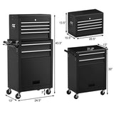 Goplus Rolling Tool Chest, 6-Drawer Tool Box Organizer w/Auto Locking System & Lockable Wheels & Sliding Drawers & Detachable Top, Tool Storage Cabinet for Garage Workshop (Black) … Goplus