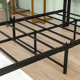 HOJINLINERO Twin Bed Frame with Storage Headboard/USB Charging Station,Single Platform Bed Frame Twin Size No Box Spring Needed,Strong Steel Slats Support,Bedroom Furniture,Rustic Brown HOJINLINERO