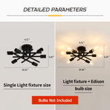 ASGYISA Semi Flush Mount Modern Ceiling Light Fixture， 6 Lights Black Vintage Matte Sputnik Chandelier Ceiling Lamp with E26 Bulb Base for Farmhouse Dining Room Living Room Bedroom Study Kitchen ASGYISA