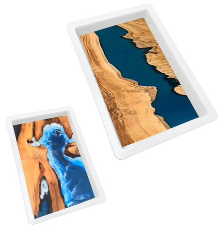 Large Epoxy Table Mold 19.6 * 11.8 * 3 inch and 15.8 * 9.8 * 3 inch, River Table Mold, Cutting Board Molds for Epoxy Resin, Large Reusable Epoxy Mold for Coffee Table, Charcuterie Board, Art Panel ZYBINIUB