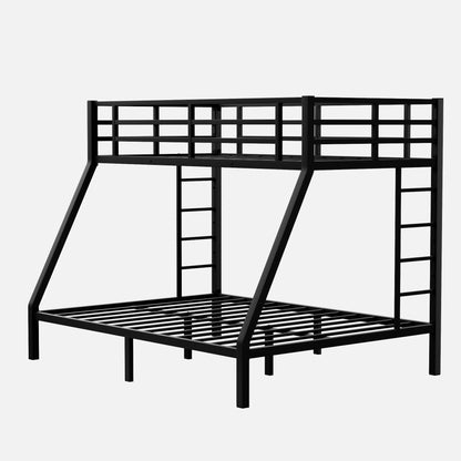 Heavy Duty Bunk Bed for Adults, Twin XL Over Queen Bunk Beds with 2 Build in Ladder and Full Length Guardrail, Twin XL Over Queen Bunk Bed for Adults, Teens, Kids, No Box Spring Needed