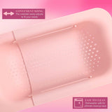 Paris Hilton Over the Sink Expandable Colander, Extendable Strainer, Adjustable from 14.5 inches to 19.5 inches, Fits most kitchen sinks, Made without BPA, Pink Paris Hilton