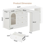 Tribesigns Extendable Vanity Desk and Dresser Combo, 78" L Shaped Vanity Table with Cabinet & 3 Drawers, Wood Dressing Table with 3 Side Shelves for Women & Girls Bedroom (Without Mirror) Tribesigns