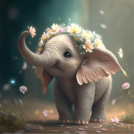 RICUVED Elephant Diamond Painting Kits for Adults, Diamond Art Kits 5D Animal Diamond Art Kits for Beginner, Diamond Dots Painting Full Round Drill Art and Crafts for Home Wall Decor 12x12 Inch RICUVED