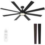 Autoday 62 Inch Ceiling Fans with Lights and Remote - Wood/Matte Black Ceiling Fan, Quiet DC Motor, 3 CCT, Modern Dimmable LED Lighting & Ceiling Fans for Bedroom Living Room Patio, Indoor/Outdoor Autoday