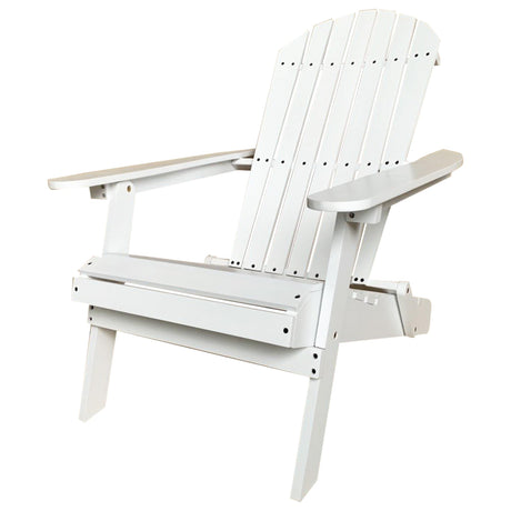 Wooden Adirondack Chair Outdoor Folding Patio Lounge Chair All Weather Fire Pit Chair with Easy Assemble for Outdoor Patio Lawn Garden Beach, White PayLessHere
