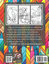 Tropical Birds Coloring Book for Adults Fun Facts on 100 Pages with Amazing Birds of Paradise: Parrot, Toucan, Peacock, Macaw, Flamingo, Owl, Pelican, ... Journey into the World of Feathered Wonders) Majosta