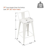 Arlunar home Metal Bar Stools Set of 4 Barstools Indoor/Outdoor Counter Height Bar Stools Bar Chairs with Back 24" Counter Height for Kitchen Island Dining Room (White, 24inch) Arlunar home