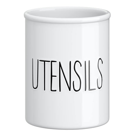 Barnyard Designs Ceramic Farmhouse Kitchen Utensil Holder for Countertop, Decorative Kitchen Utensil Holder, Large Kitchen Utensil Holder for Kitchen Counter, Utensil Crock Spatula Holder, 7" (White) Barnyard Designs