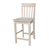 International Concepts Slat Back Stool, 24-Inch SH, Unfinished IC International Concepts