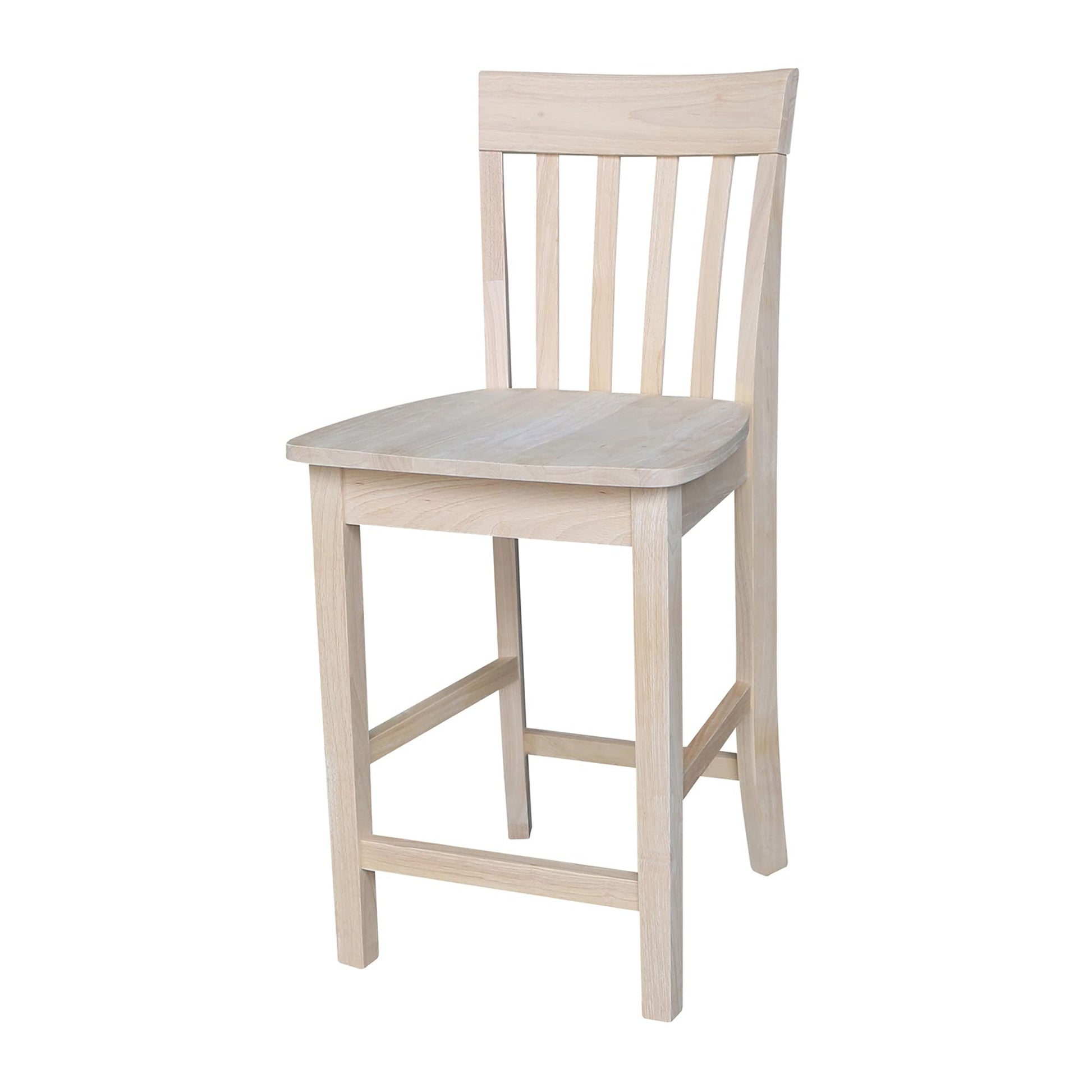 International Concepts Slat Back Stool, 24-Inch SH, Unfinished - WoodArtSupply