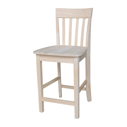 International Concepts Slat Back Stool, 24-Inch SH, Unfinished - WoodArtSupply