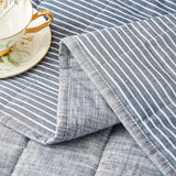 softpage Navy Quilts Queen Size， Cotton Bedspreads Queen Size，3-Pieces Queen Quilt Set with Blue Stripe Bedding Coverlet Light Weight Quilted Blanket with 2 Pillow Shams softpage