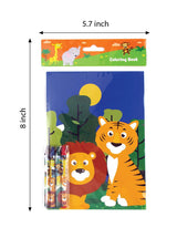 TINYMILLS Safari Zoo Animals Coloring Book for Kids with 12 Coloring Books and 48 Crayons Fun Jungle Book Animals Birthday Party Supplies Zoo Party Favor Bag Fillers TINYMILLS