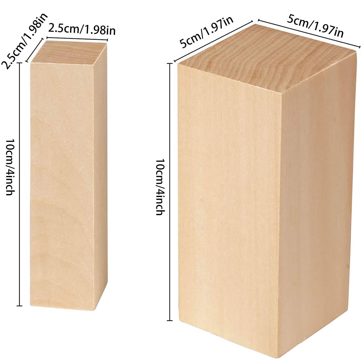 5 Pcs Basswood Carving Block, Natural Soft Wood Carving Block, 2 Sizes Portable Unfinished Wood Block, Carving Whittling Art Supplies for Beginner Expert DIY Wood Craft Fyrome