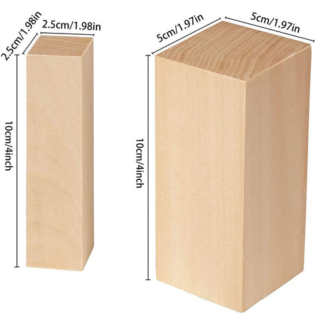 5 Pcs Basswood Carving Block, Natural Soft Wood Carving Block, 2 Sizes Portable Unfinished Wood Block, Carving Whittling Art Supplies for Beginner Expert DIY Wood Craft Fyrome