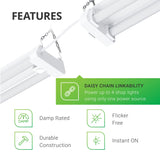Sunco Motion Sensor 4ft LED Shop Light, Garage Lights Ceiling LED Plug in Fixtures, 40W, 5000K Daylight, Frosted, Motion Activated, Linkable Suspension Mount, ETL 4 Pack Sunco Lighting