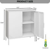Metal Storage Cabinet with Adjustable Shelves, Steel Buffet Sideboard for Entryway, Living Room, Dining Room, Kitchen, Office, Bar (White) Steehoom