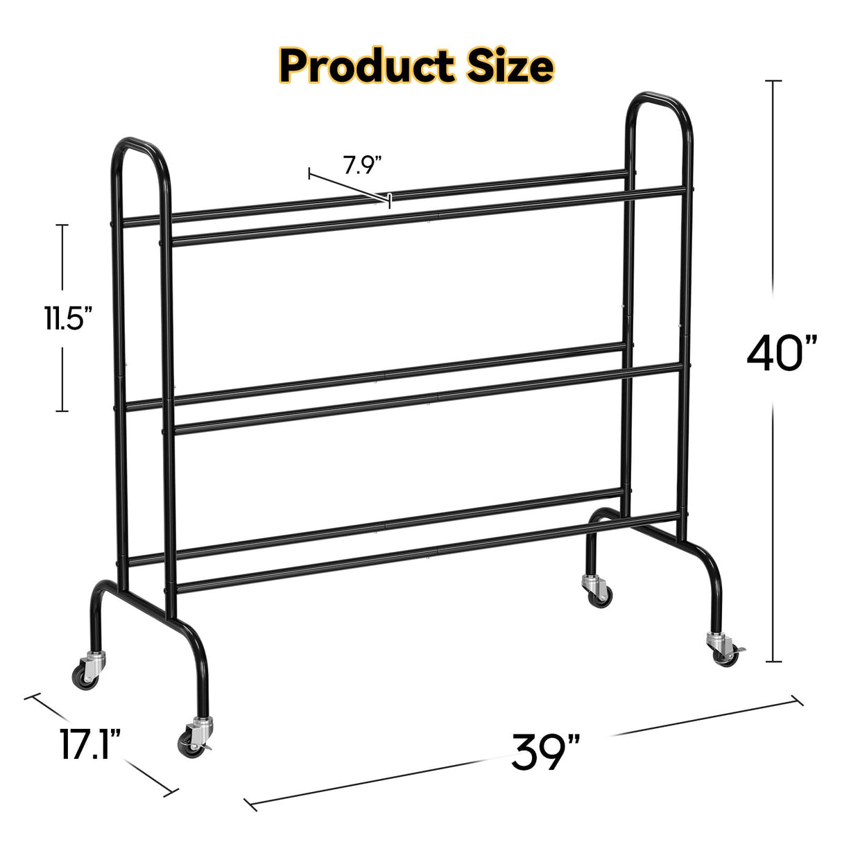 SUFAUY Sports Equipment Organizer, Garage Basketball Rack, Gear & Ball Storage Rack, Outdoor and Indoor Rolling Balls Cart with Wheels SUFAUY