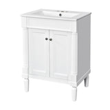 Merax 24” Bathroom Vanity with Sink, Powder Room Small Bathroom Vanity with 2-Door Cabinet, Undermount Sink, Solid Wood Frame Bathroom Storage Cabinet (White) Merax