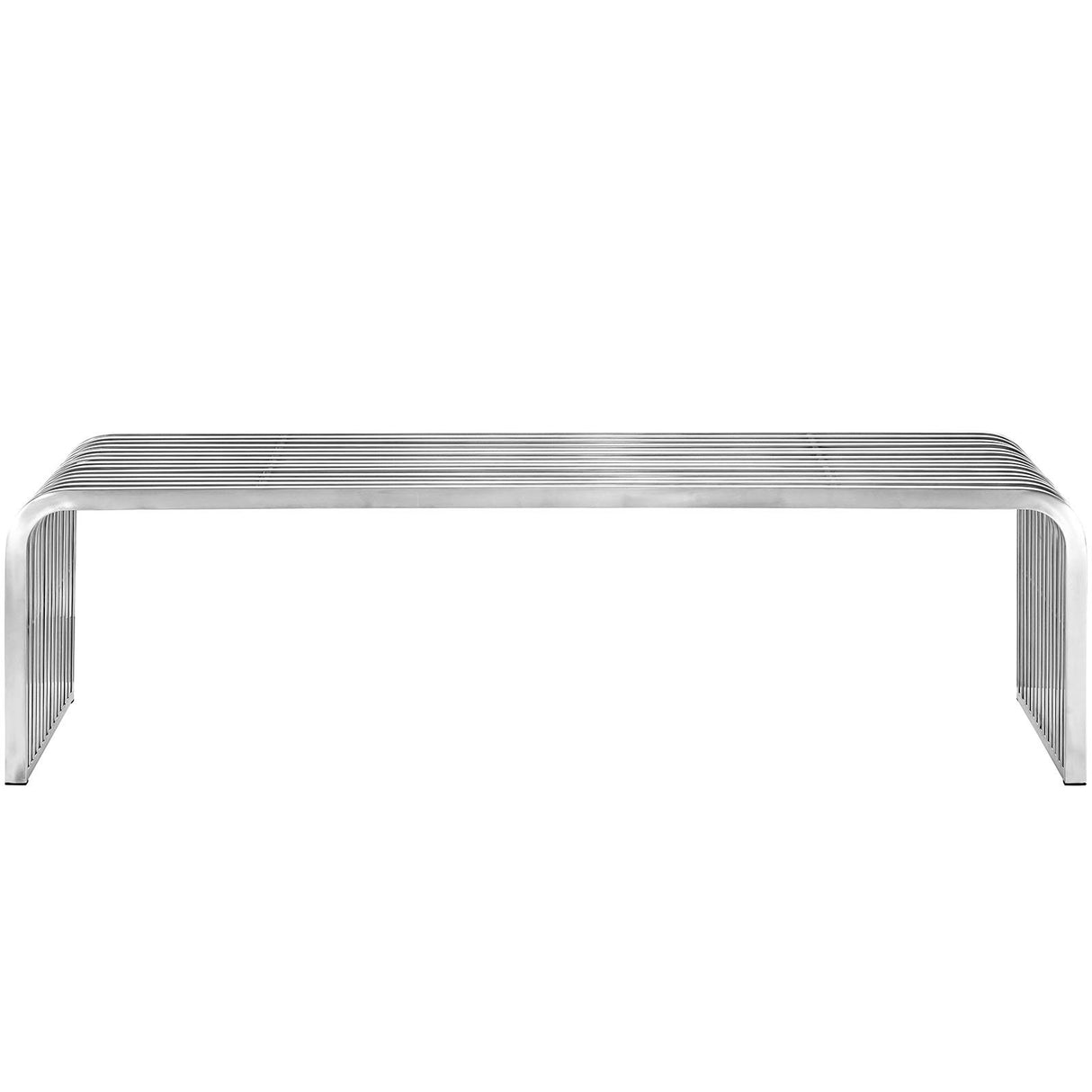 Modway Pipe Contemporary Modern Stainless Steel Metal Bench, 60" Modway