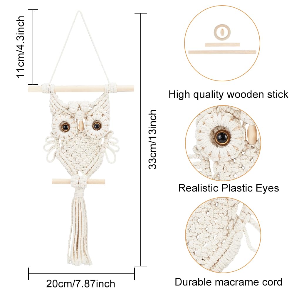 ORIGACH DIY Macrame Owl Wall Hanging Tapestry Kit Handmade Macrame Owl Kit Boho Hand Woven Macrame Wall Hanging Decor for Living Room Bedroom Office ORIGACH