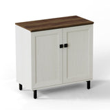 FENSULN Buffet Sideboard Cabinet Farmhouse Modern 3 in1 Storage Cabinet with Adjustable Shelves for Kitchen, Coffee Bar, Living Room, White FENSULN