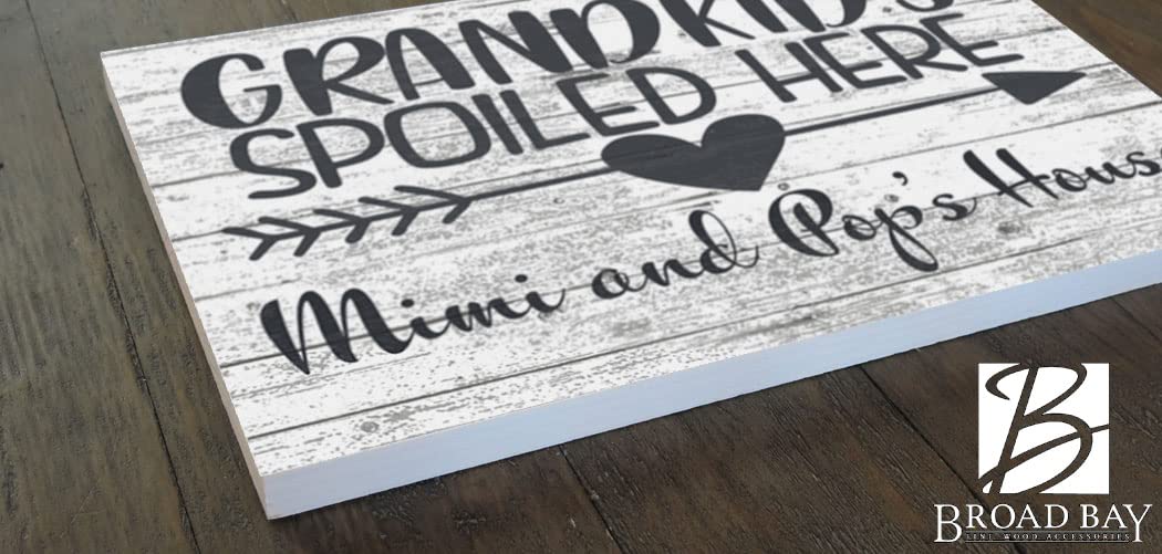 Personalized Grandkids Spoiled Here Sign Custom SOLID WOOD Farmhouse Décor Gift for Home, Grandparents, Grandma, Grandpa Gift Idea (Black) Broad Bay