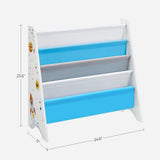 SONGMICS Kids’ Bookcase, Book Organizer, with Anti-Tip Kit, Storage Shelf for Children's Room, Playroom, School, Space-Saving Design, White, Blue and Gray UGKR72WT 11D x 24.6W x 23.6H in SONGMICS
