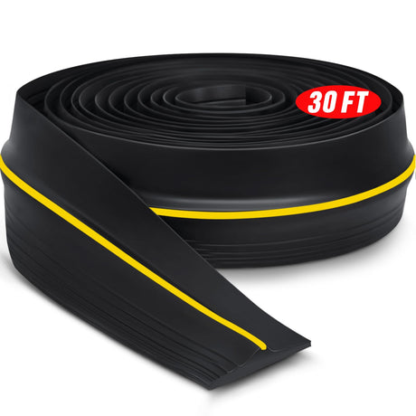 Pangda 30 ft Universal Garage Door Bottom Threshold Seal Strip Weather Stripping Replacement Rubber Waterproof DIY Weatherproof Garage Door Threshold Seal Strip, Not Include Sealant, Black Pangda